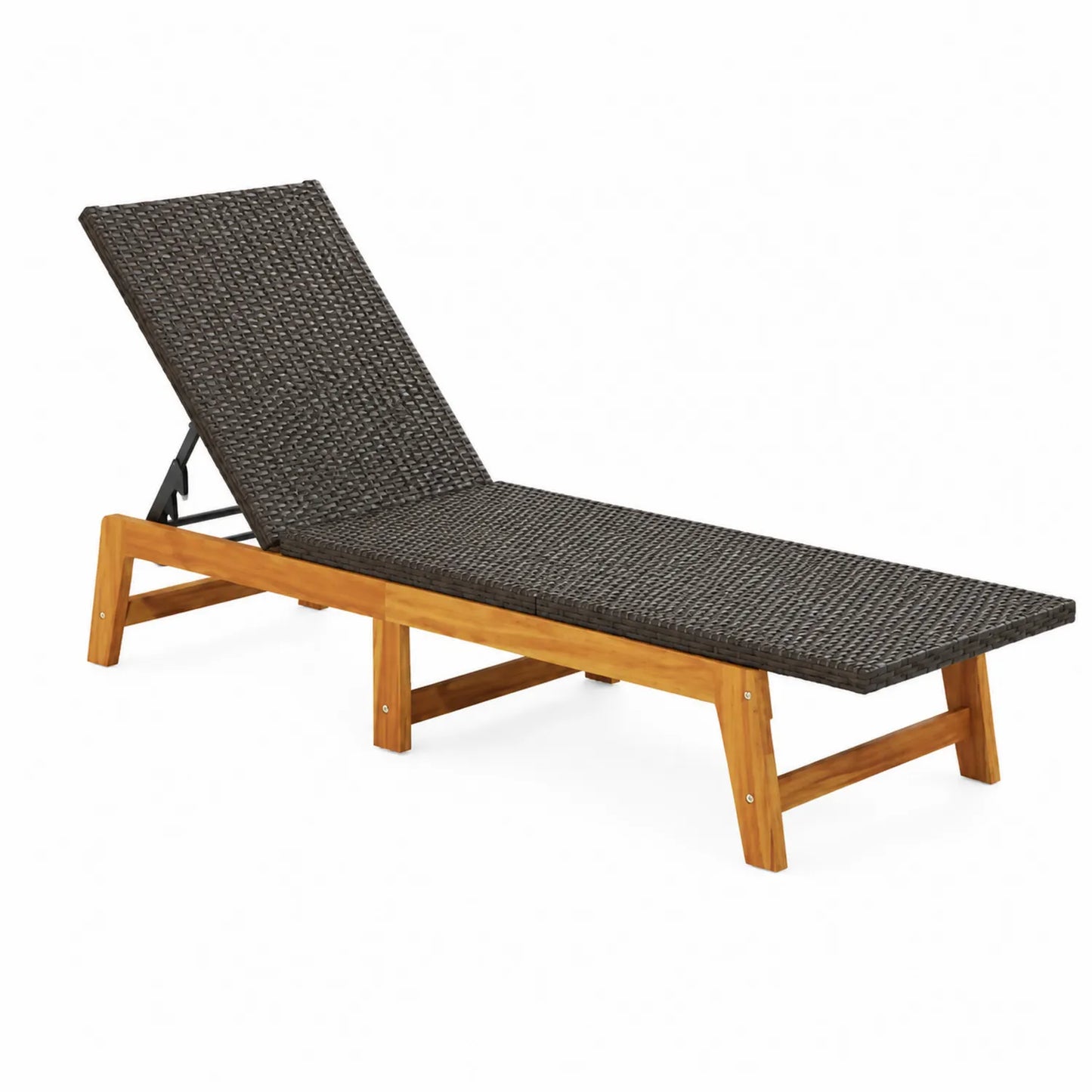 Akazienholz-Sonnenliege mit Polyethylen-Rattan Braun 210cm