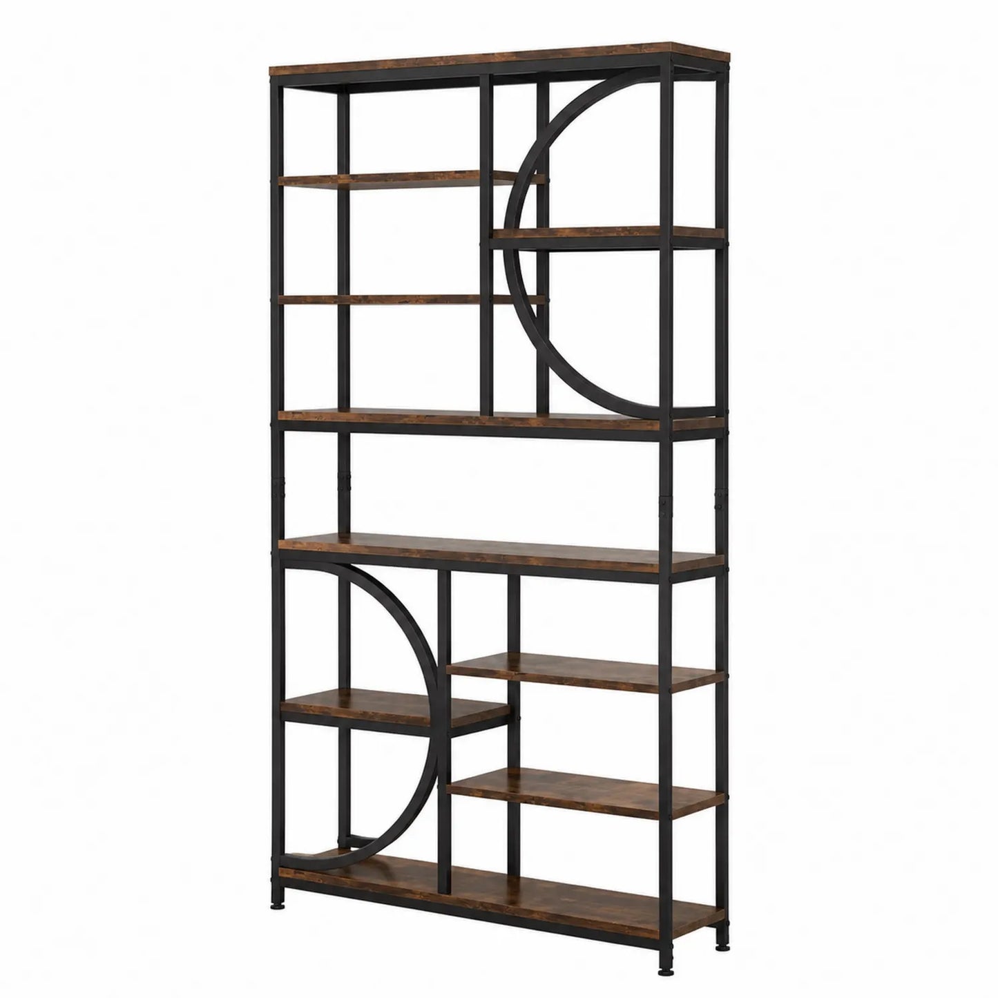 Regal aus Holz und Metall 180x120x30 cm Braun Schwarz