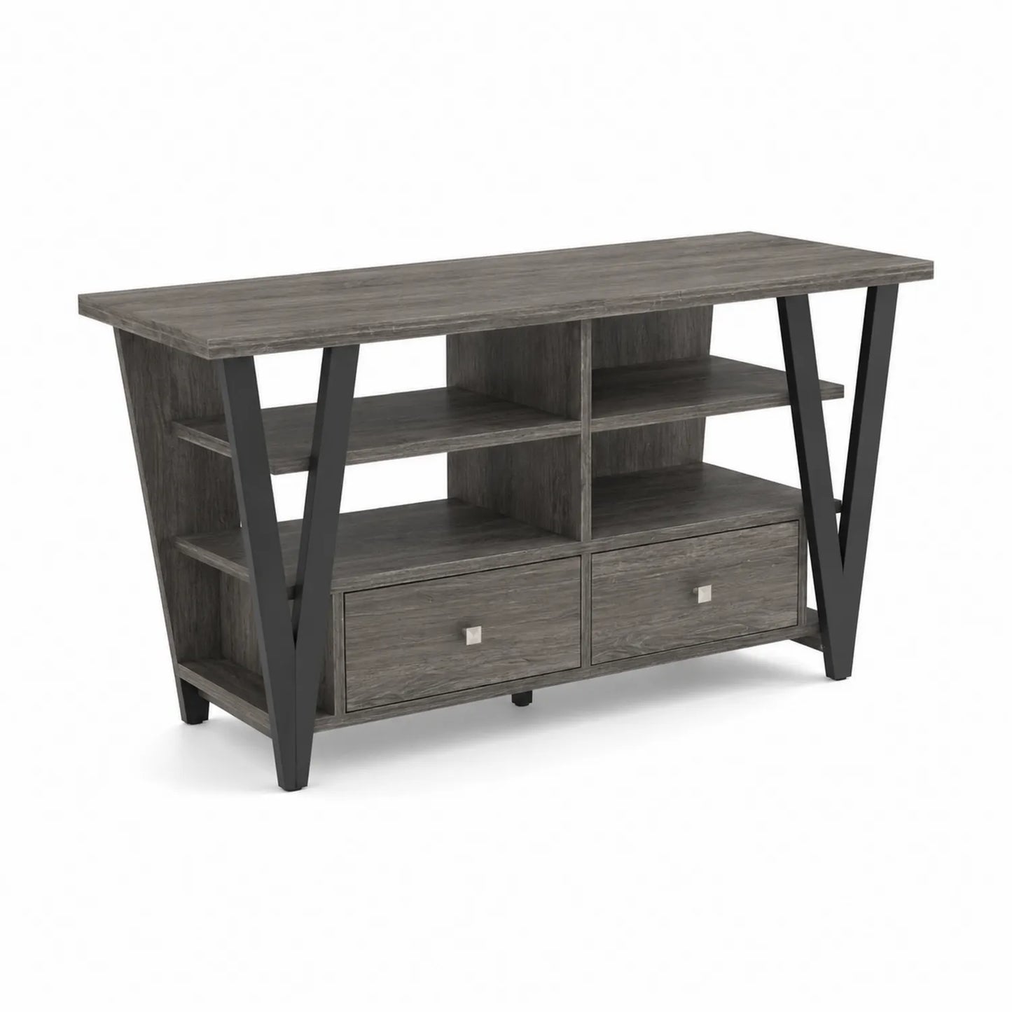 TV-Schrank Holz Metall Grau 130x40x80cm