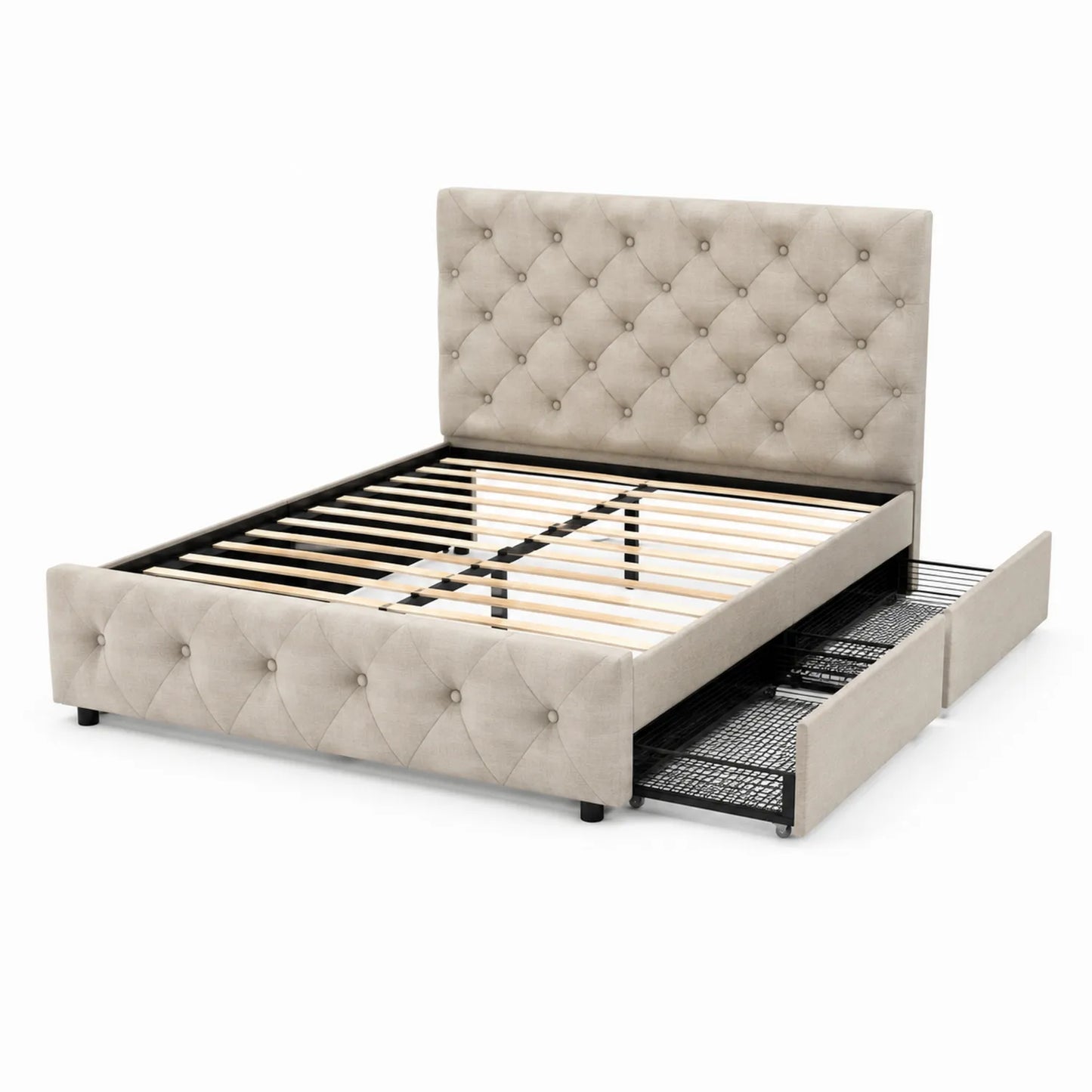 Polsterbett mit Schubladen 200x160 cm Beige