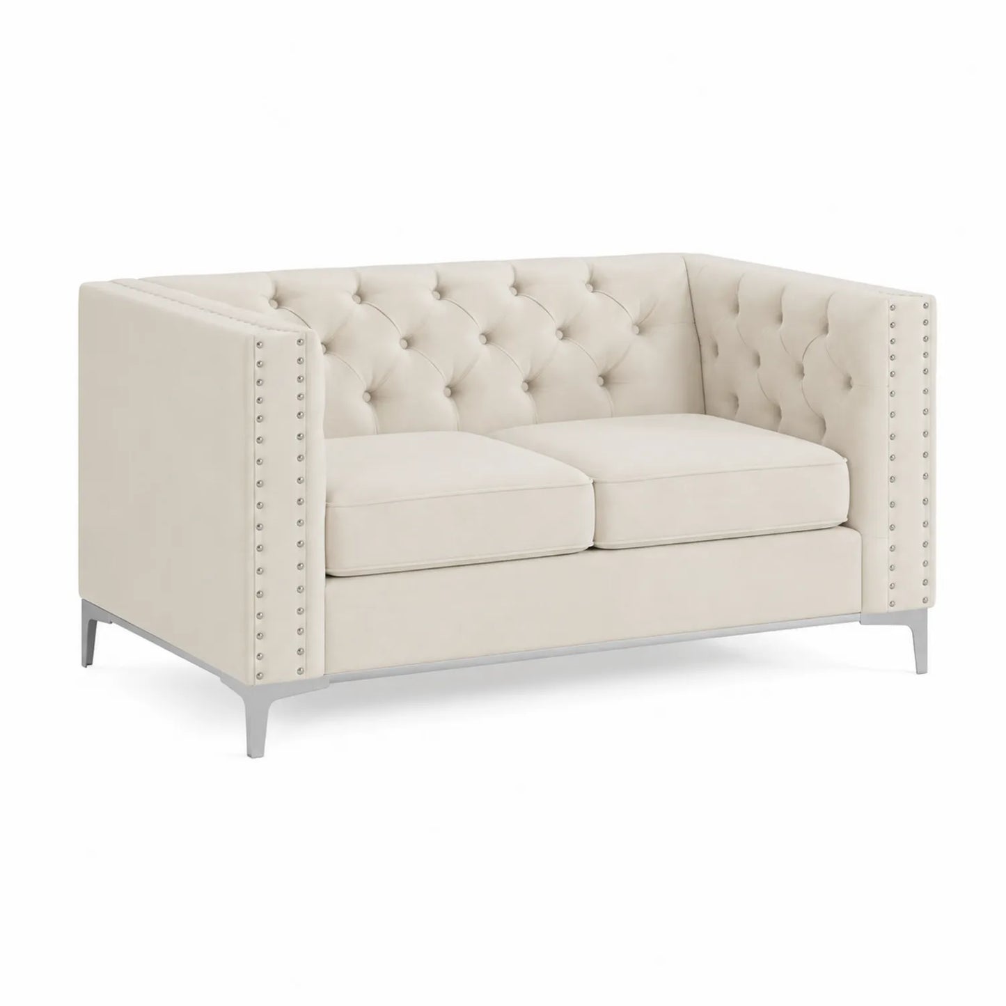 2-Sitzer Sofa Leder Cremeweiß
