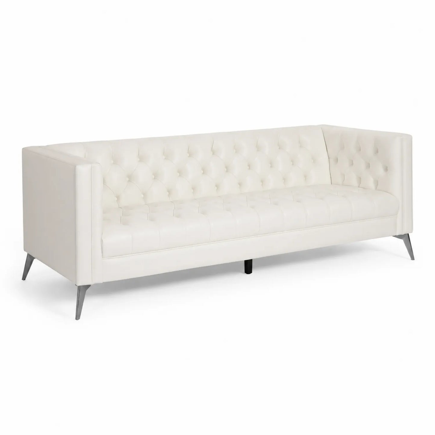 3-Sitzer Sofa aus PU-Leder in Weiß