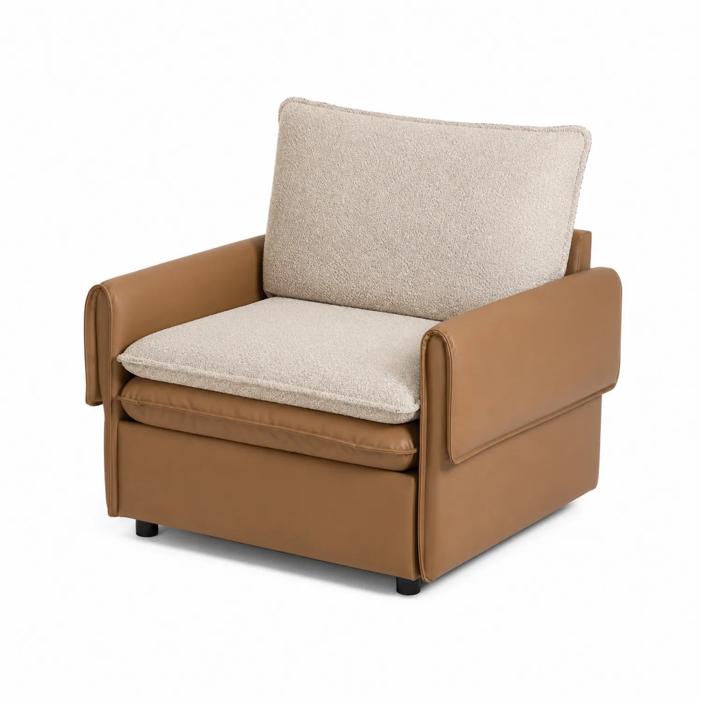 Sessel Einzelsitz PU-Leder Braun und Beige