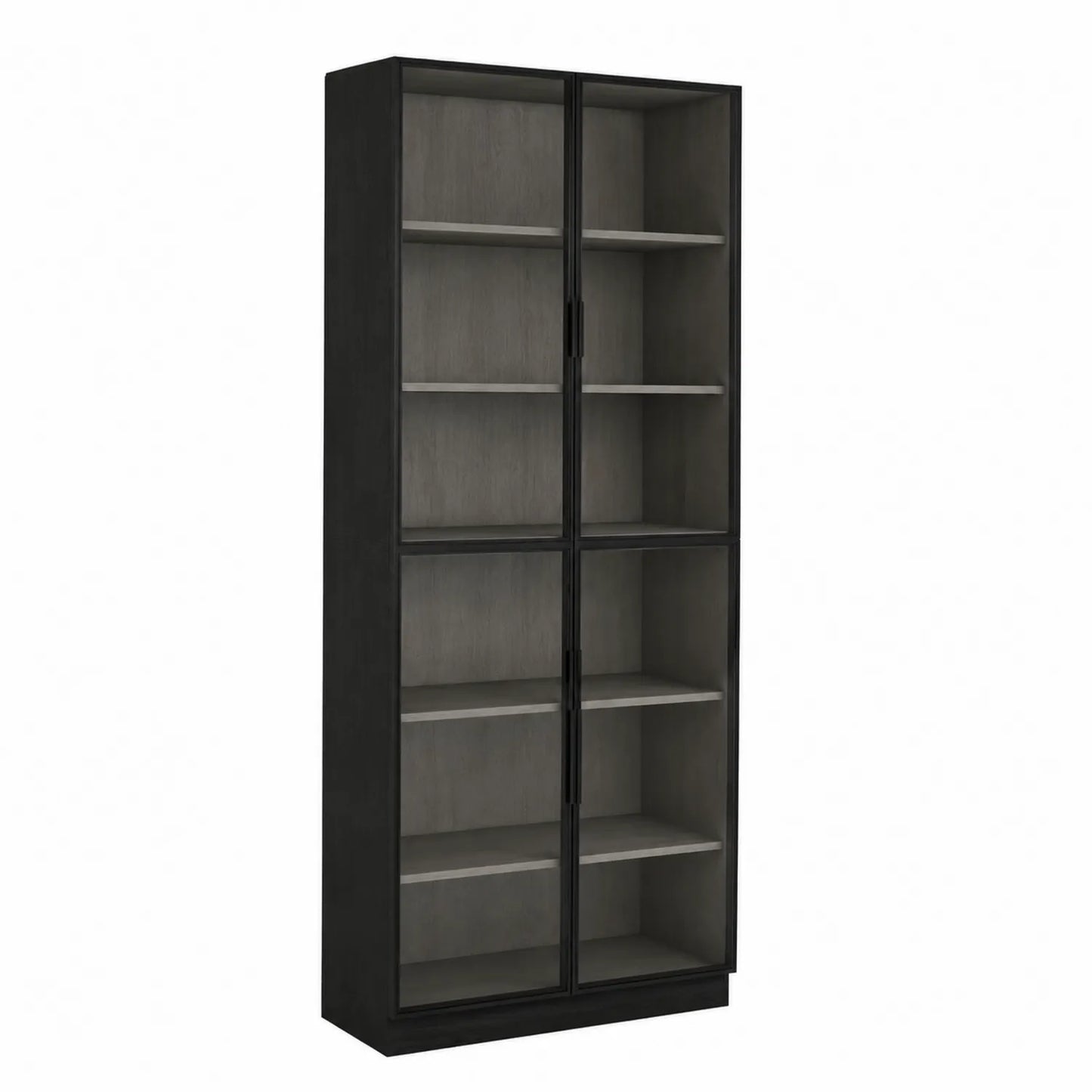 Metallschrank mit Glastüren in Schwarz und Grau