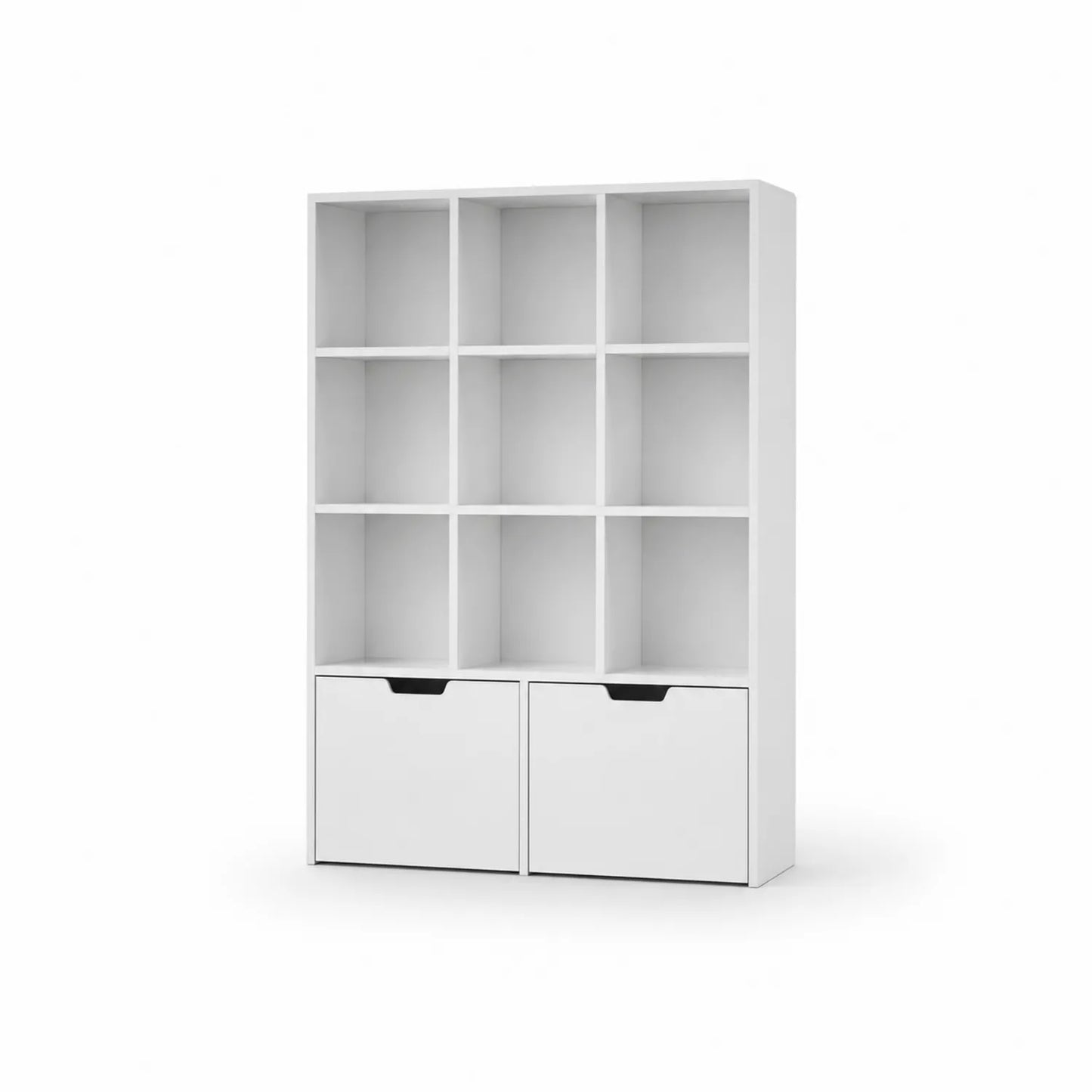 Regal mit 10 Fächern und 2 Schubladen Weiß MDF 120cm x 30cm x 180cm