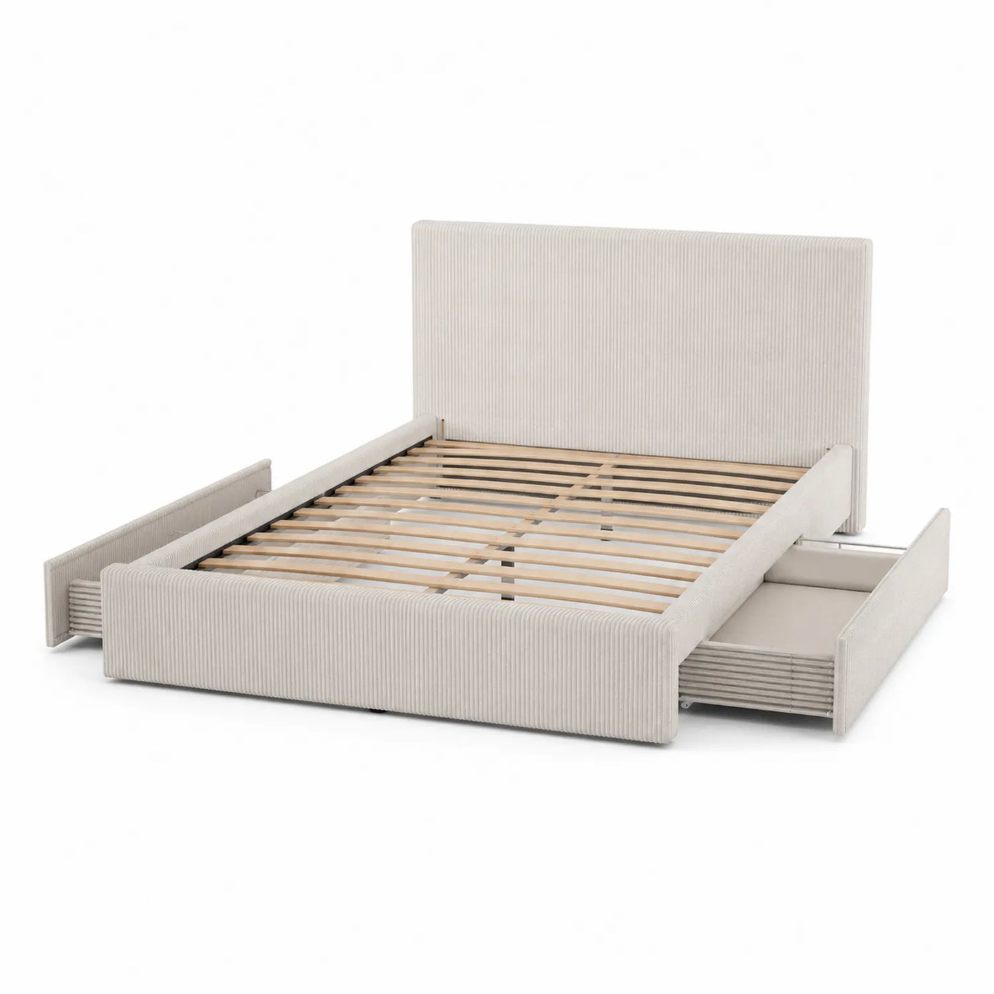 Polsterbett mit Schubladen Kord Beige 200x160cm