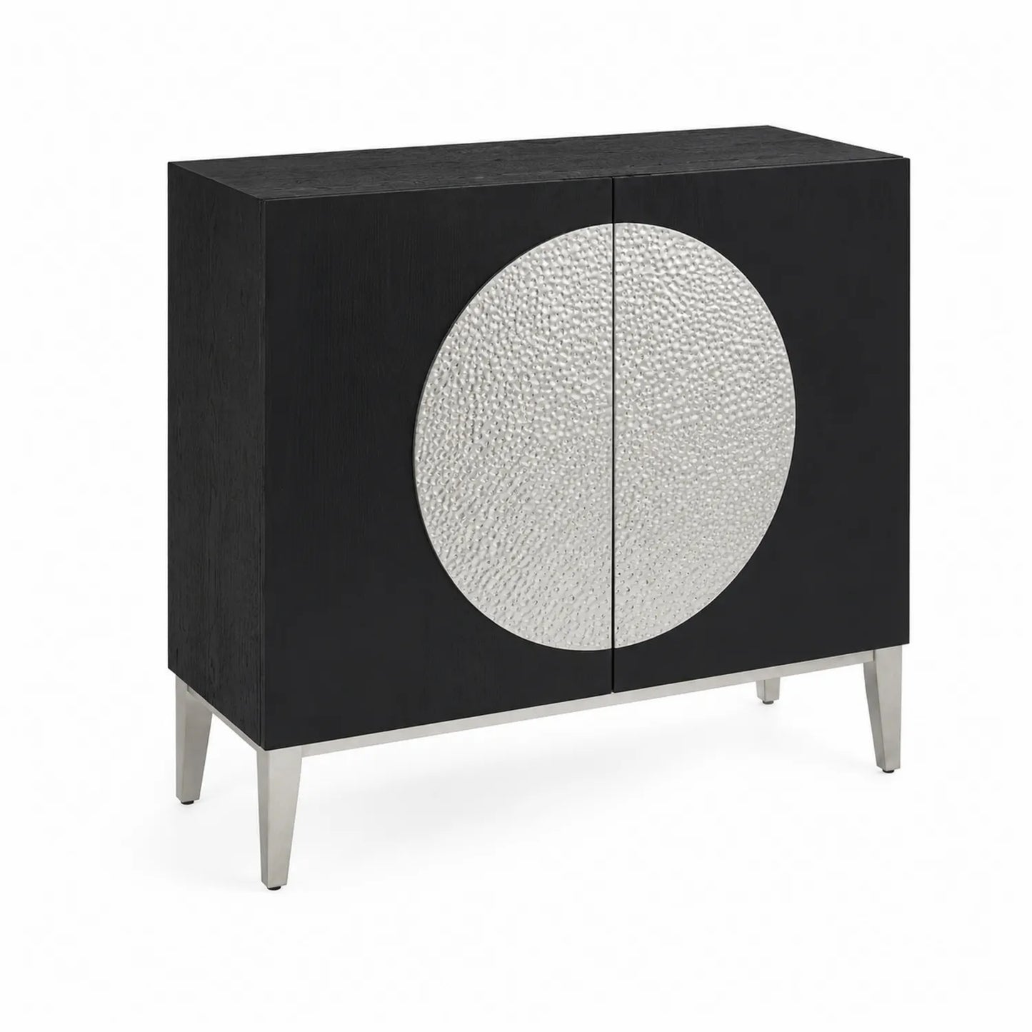 Eichenholz- und Aluminium-Schrank mit Zweiflügeltüren Schwarz/Silber