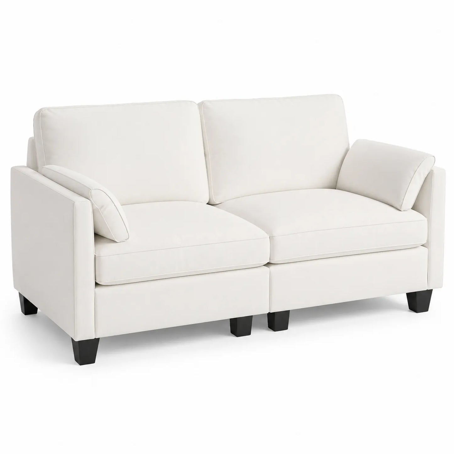 2-Sitzer Sofa Holzrahmen Polsterstoff Weiß
