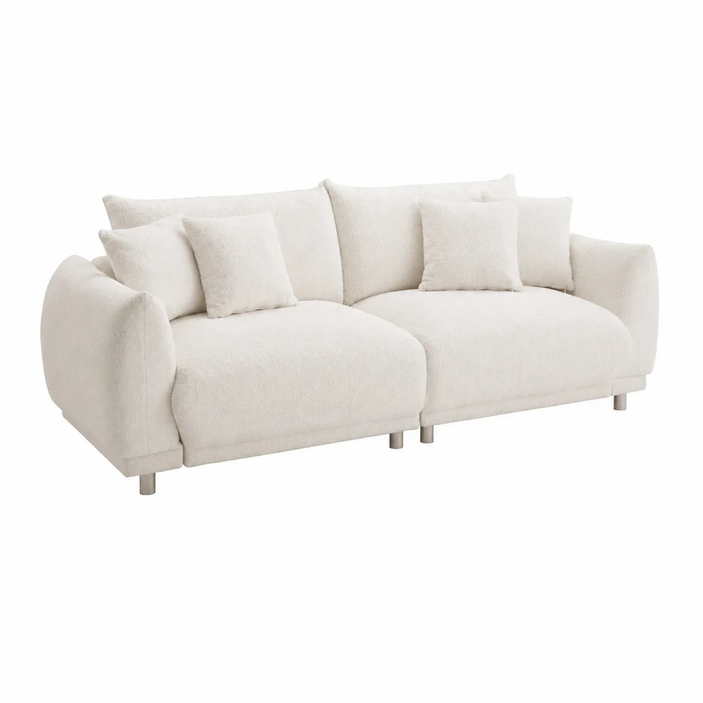 3-Sitzer Sofa Bouclé Weiß Stoff