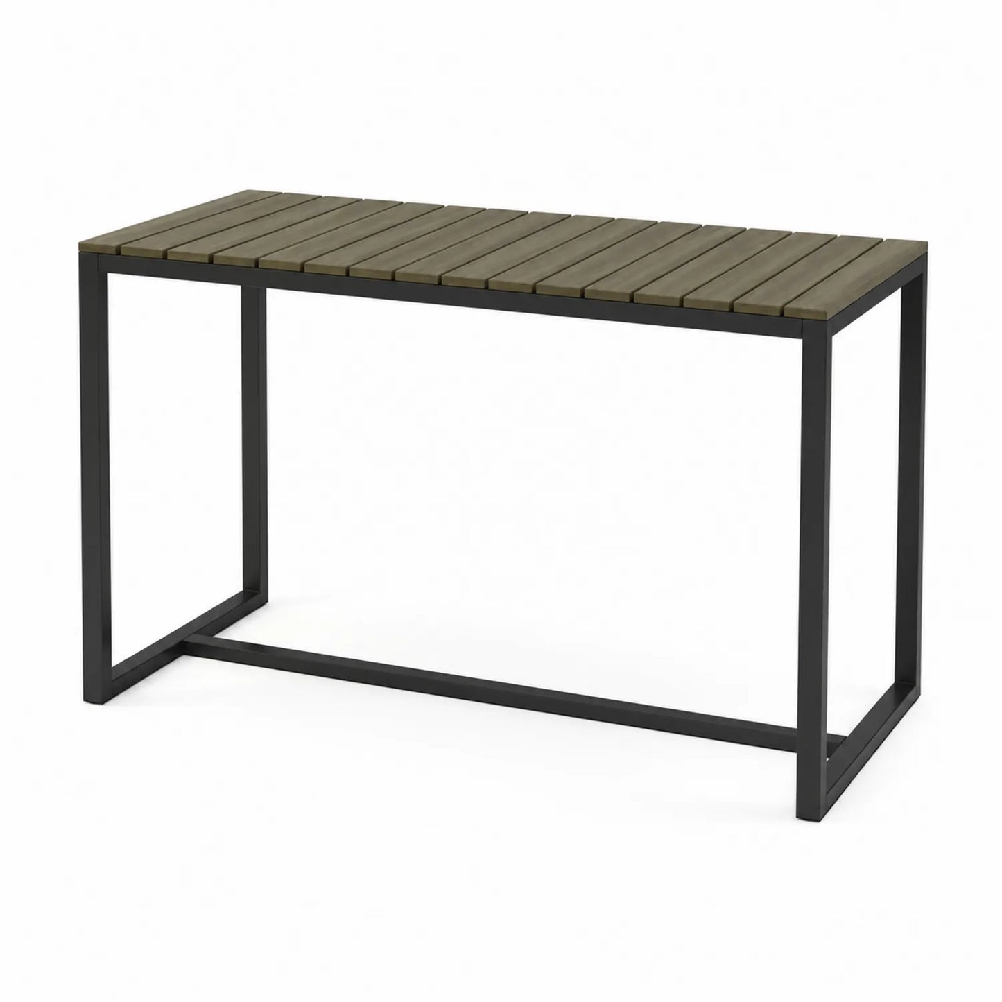Rechteckiger Outdoor-Tisch aus Akazienholz und Stahl 140x70x74 cm Braun/Schwarz