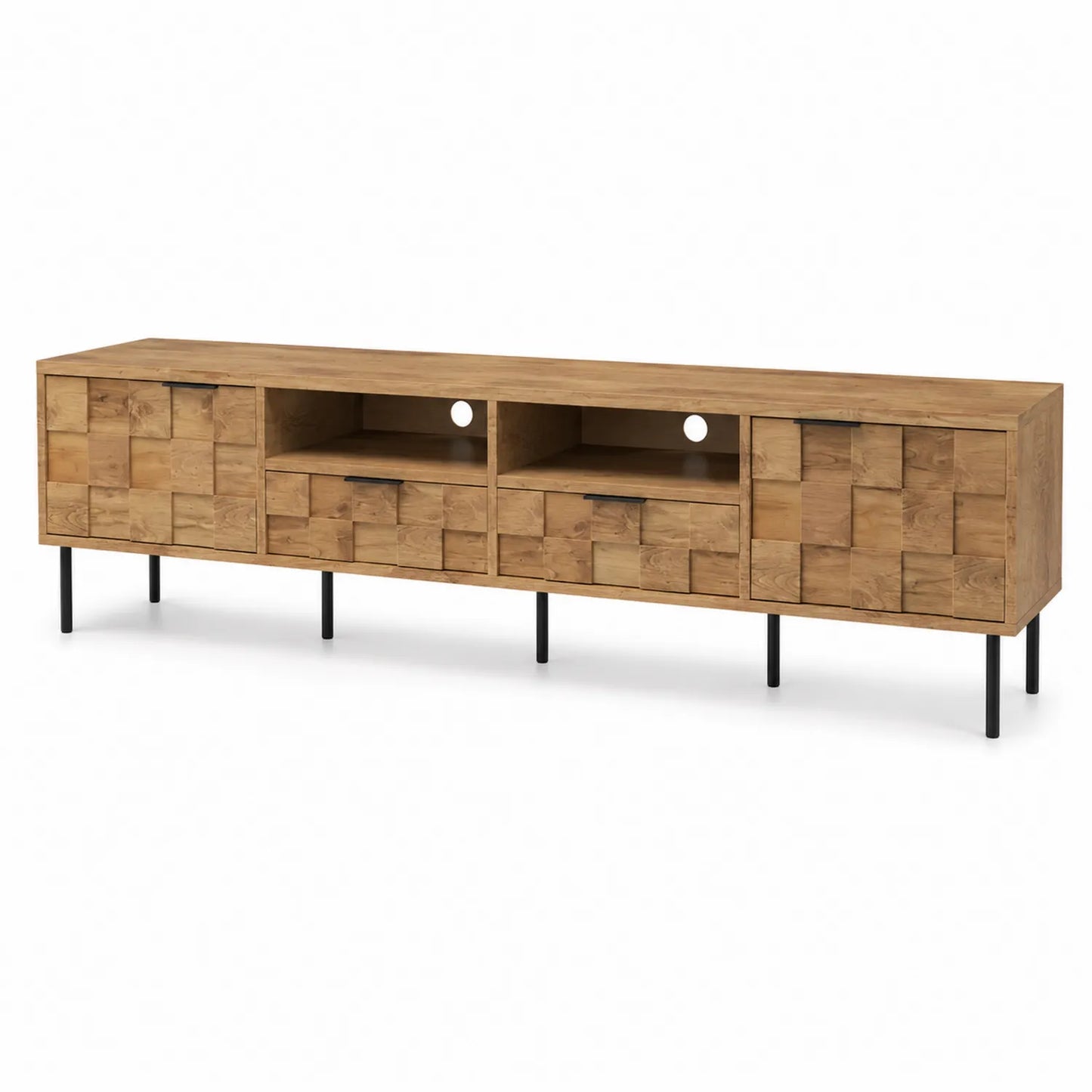 TV-Schrank Massivholz Eiche mit Stahlbeinen 180x35x45cm