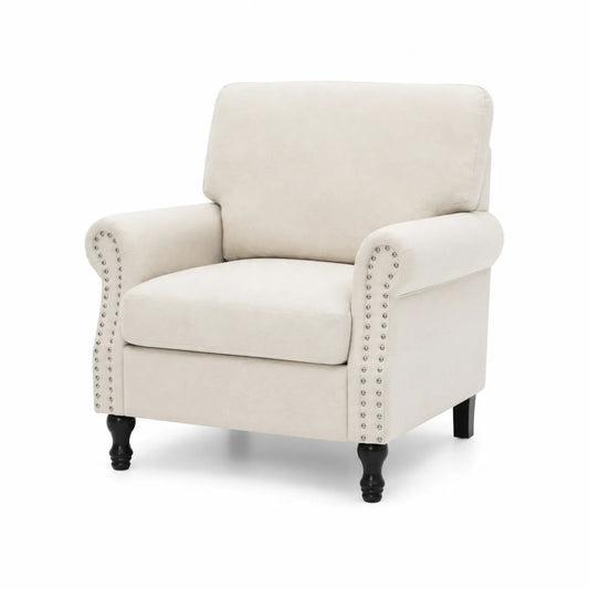 Polstersessel aus Polyester Beige mit Holzbeinen