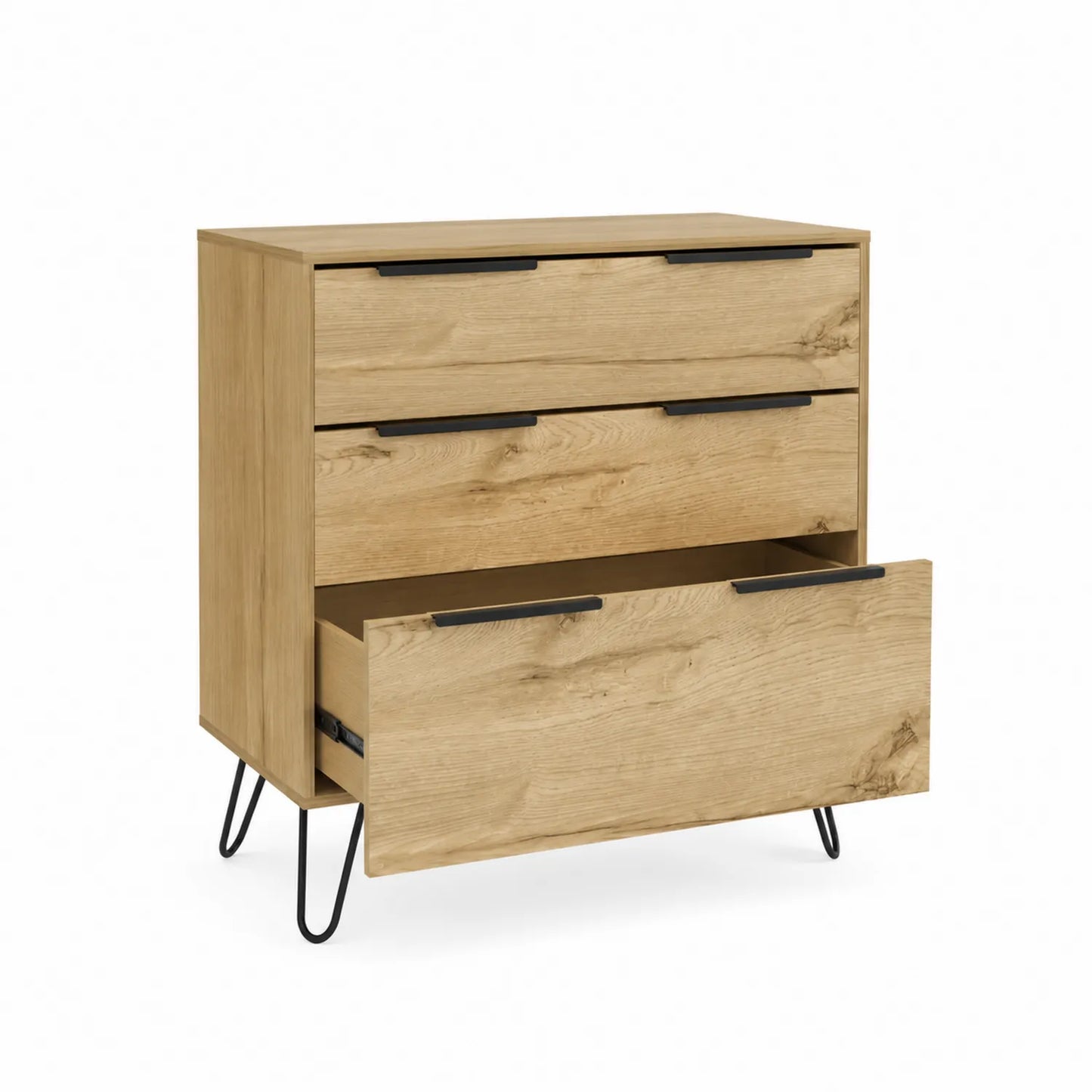 Kommode aus Holz mit Metallbeinen, 3 Schubladen, 80x90x40 cm