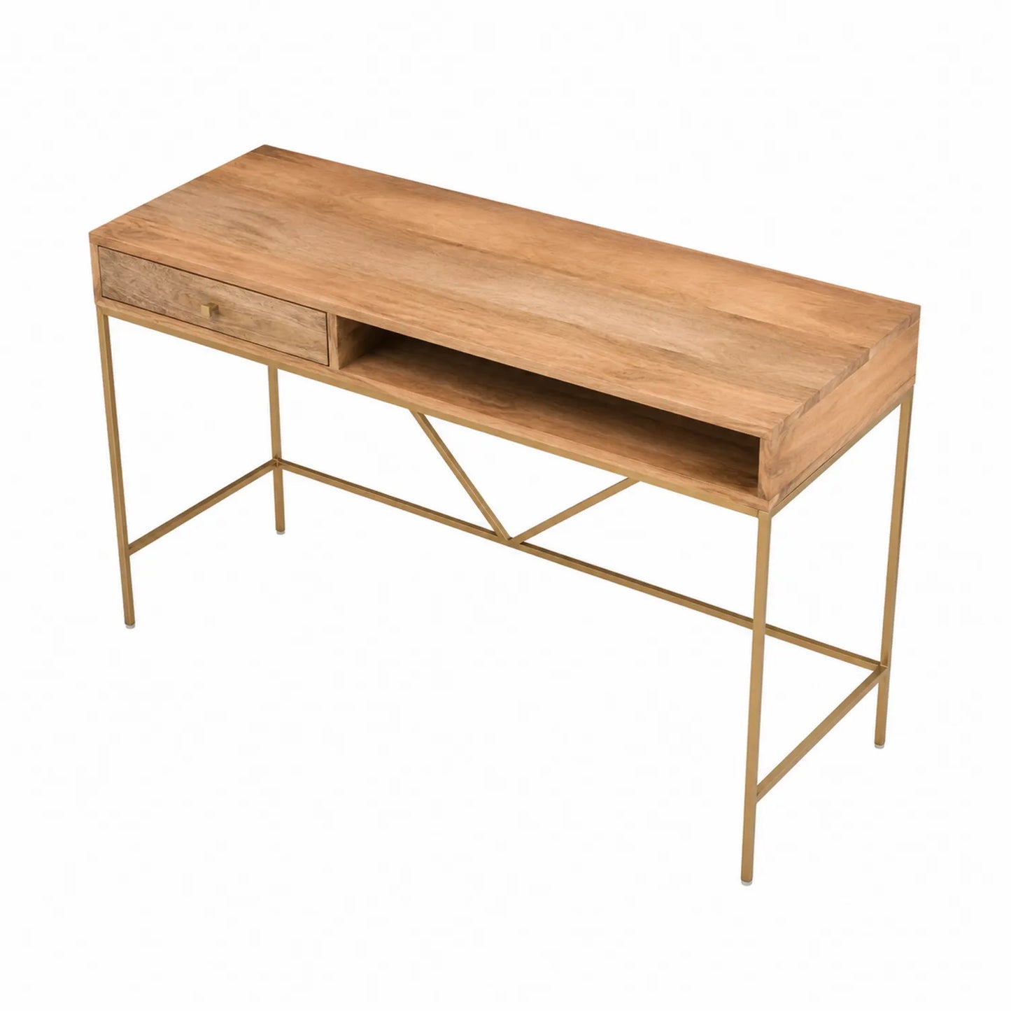Schreibtisch Eichenholz 120x40x75cm Stahlrahmen Natur/Bronze