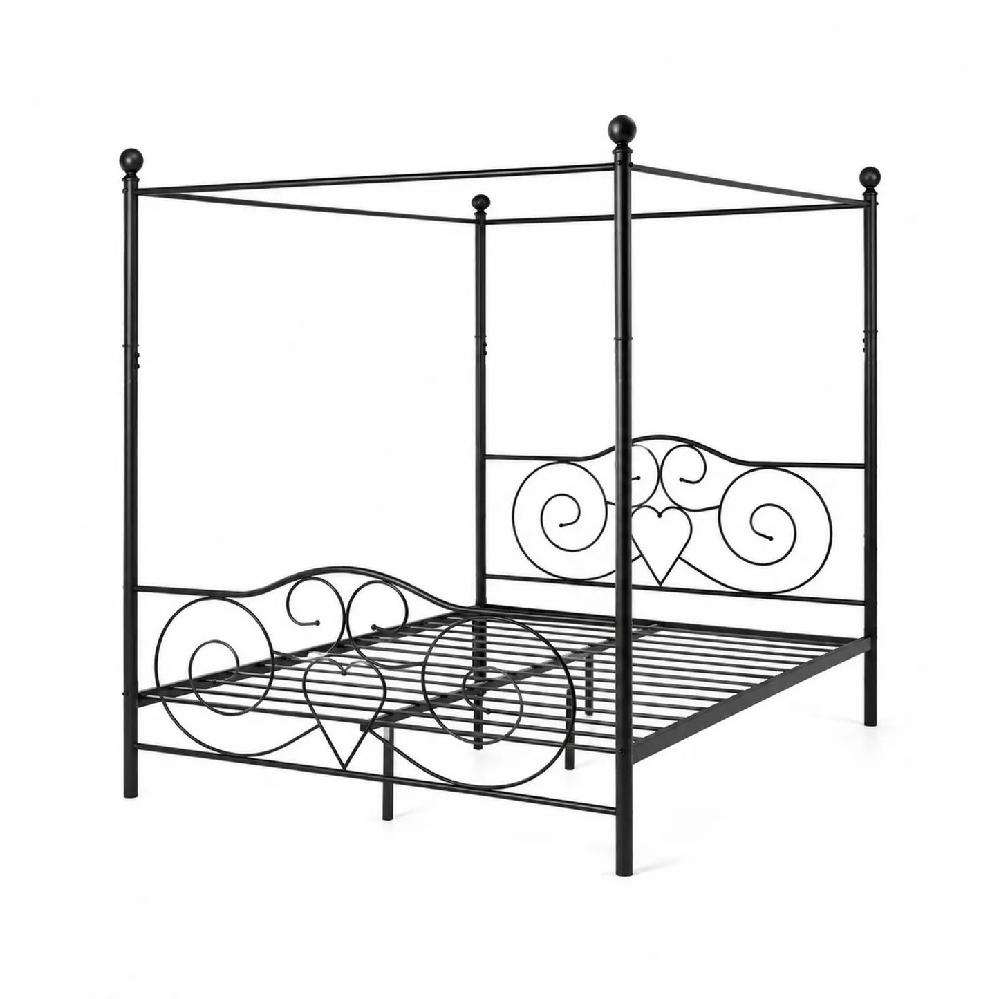 Metall Himmelbett Schwarz 140x200 cm