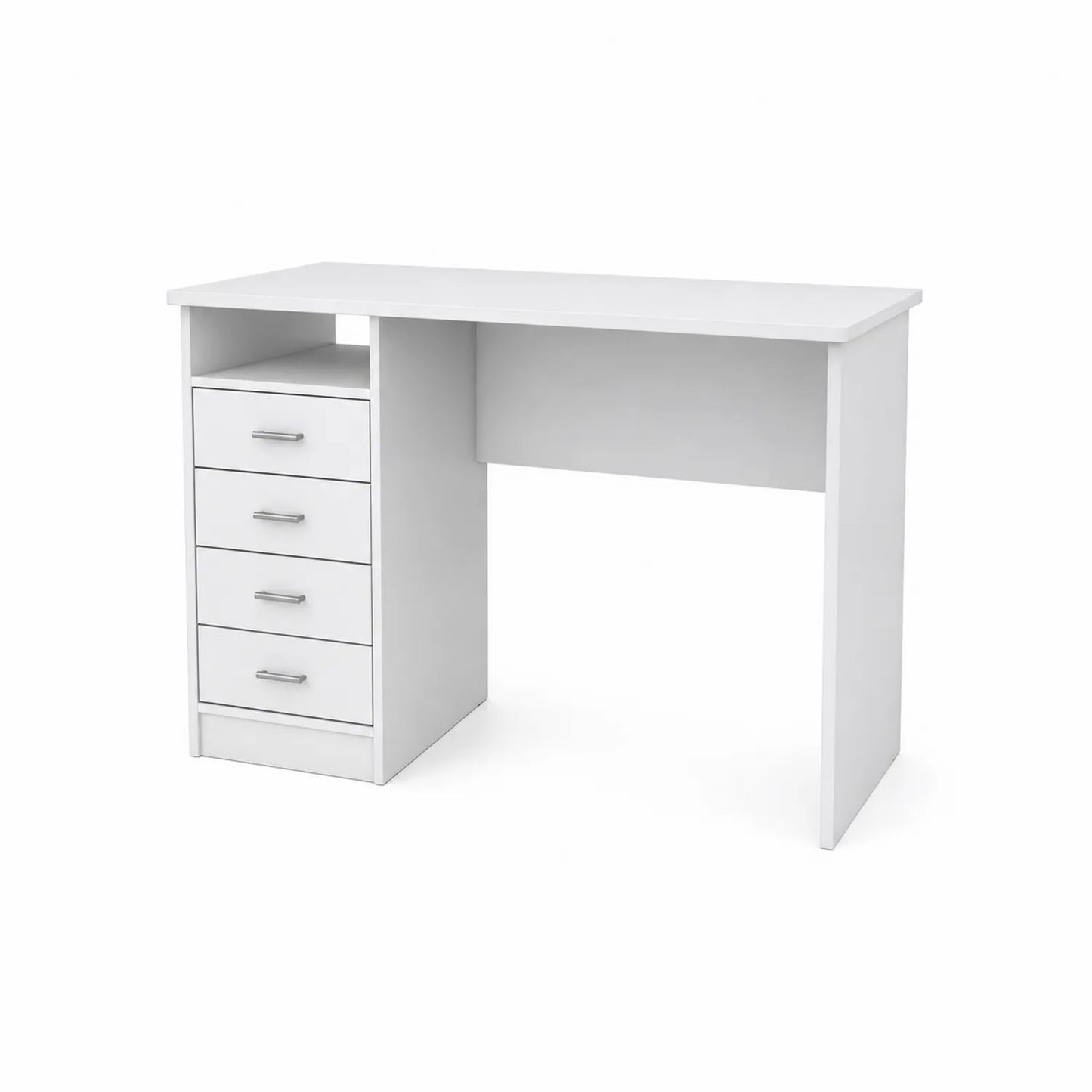 Schreibtisch mit Schubladen Metallgriffe Weiß 120 cm