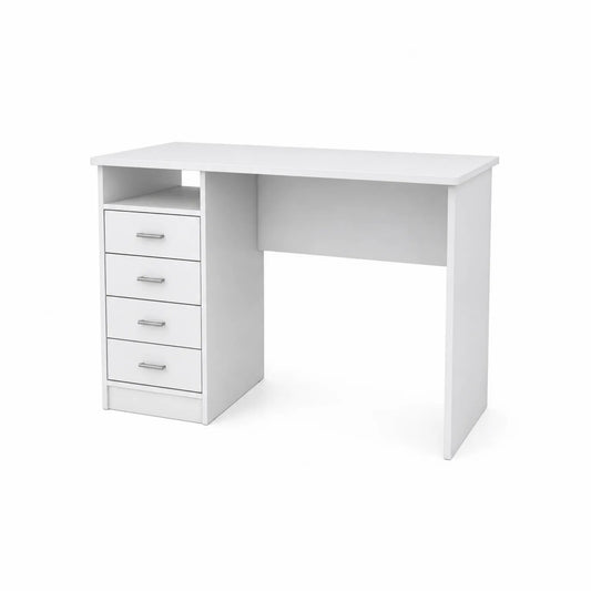 Schreibtisch mit Schubladen Metallgriffe Weiß 120 cm