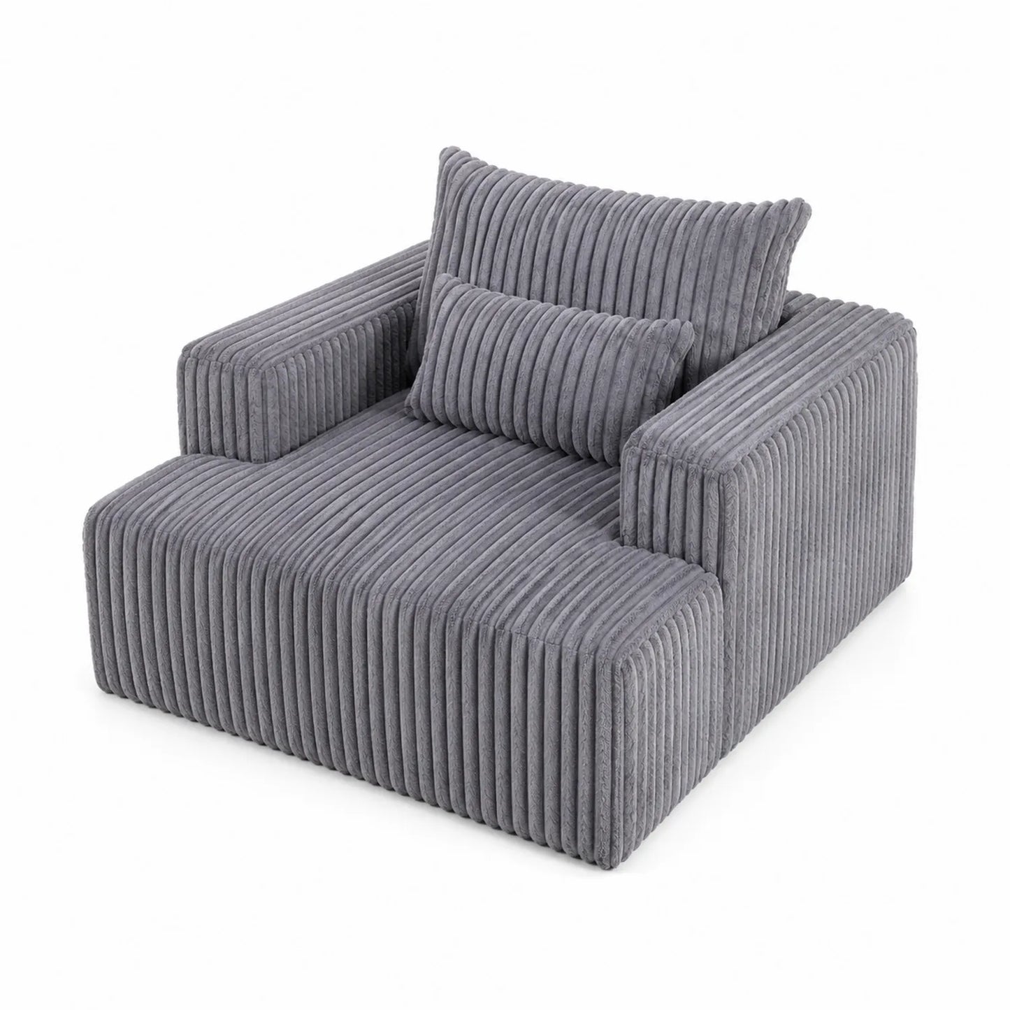 Grauer Cordstoff-Sessel mit Kissen 100x100 cm
