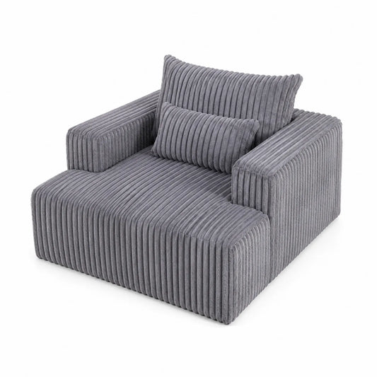 Grauer Cordstoff-Sessel mit Kissen 100x100 cm