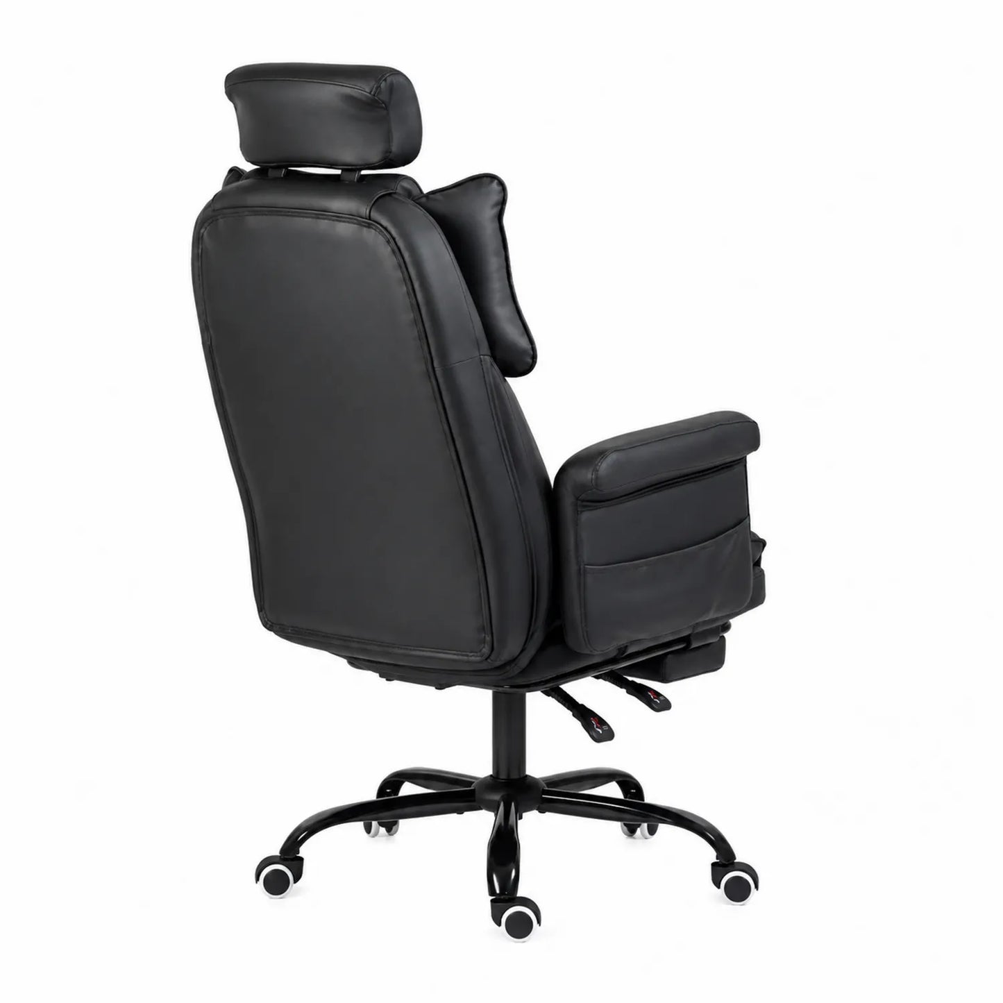 Bürostuhl PU-Leder Schwarz mit Kopfstütze und Armlehnen