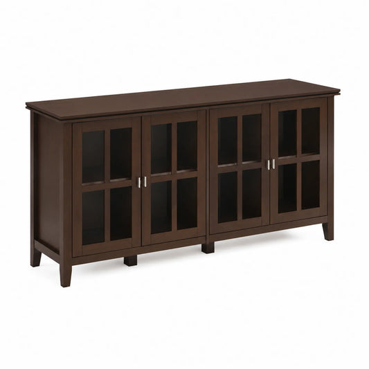 Holzsideboard mit Glastüren, Braun 153x40x83 cm