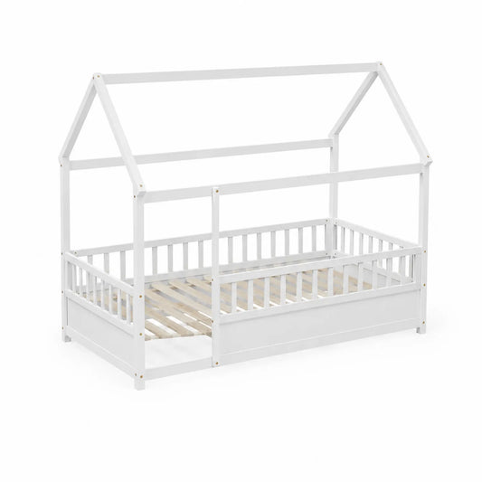 Holzbett für Kinder Hausform Weiß Kiefer