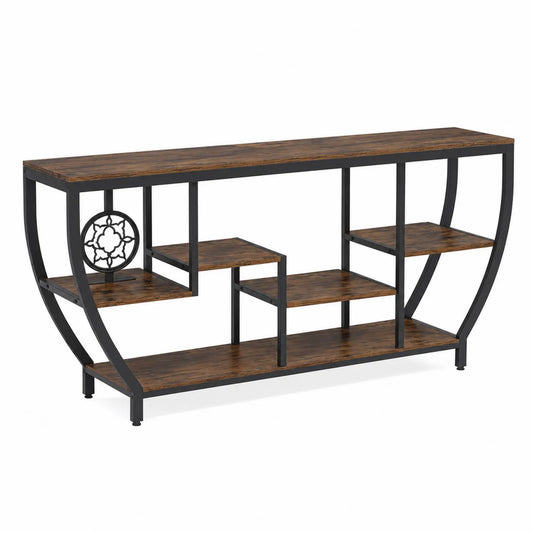 Holzwerkstoff Konsole mit Stahlrahmen 120x30x75 cm Braun/Schwarz