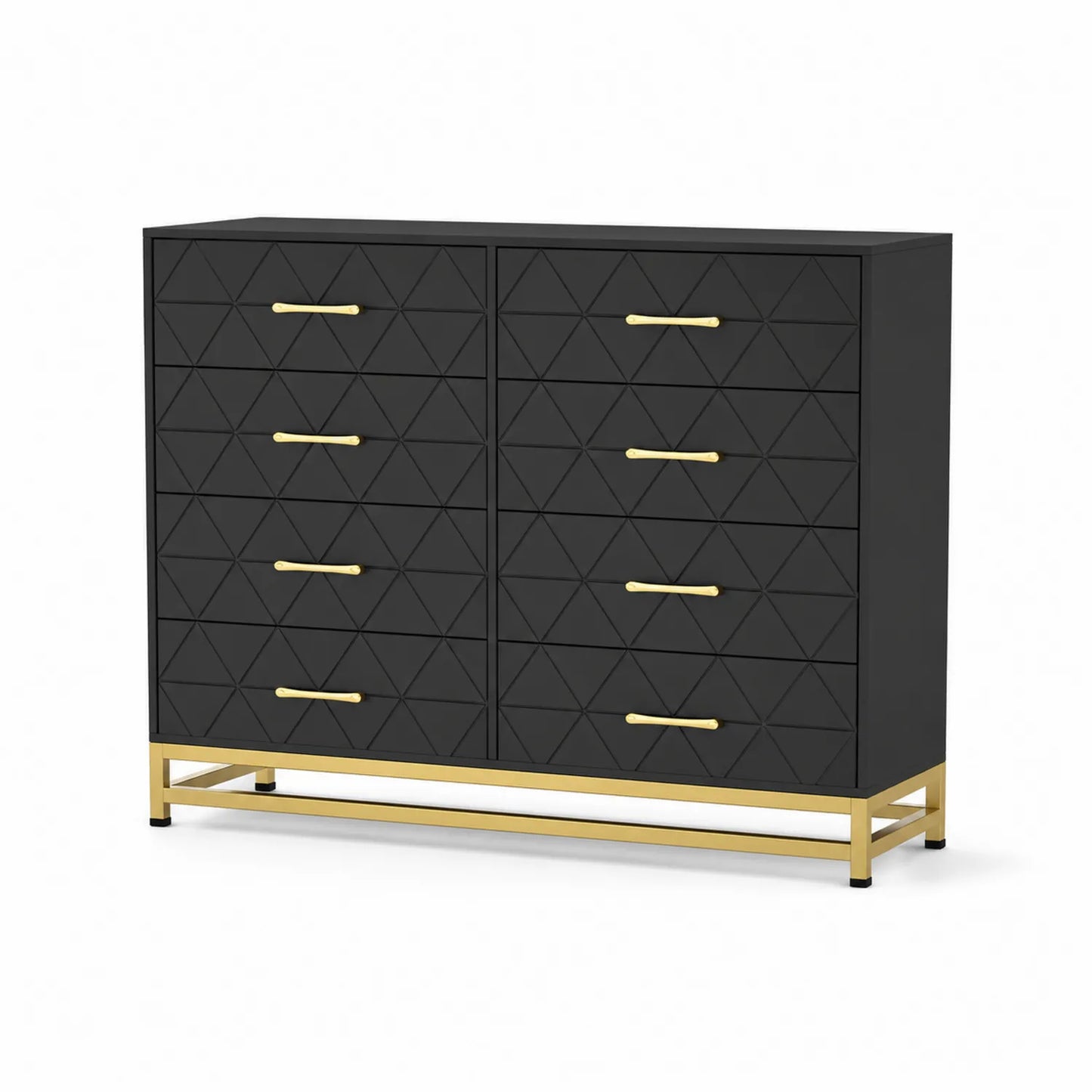 Schwarze Kommode mit 10 Schubladen aus Holz und Metall