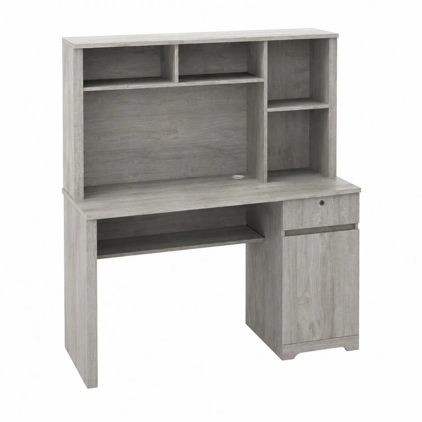 Schreibtisch mit Aufsatz MDF Hellgrau 120 cm