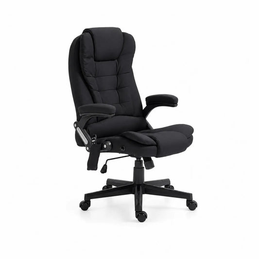 Schwarzer ergonomischer Bürostuhl mit Textilbezug