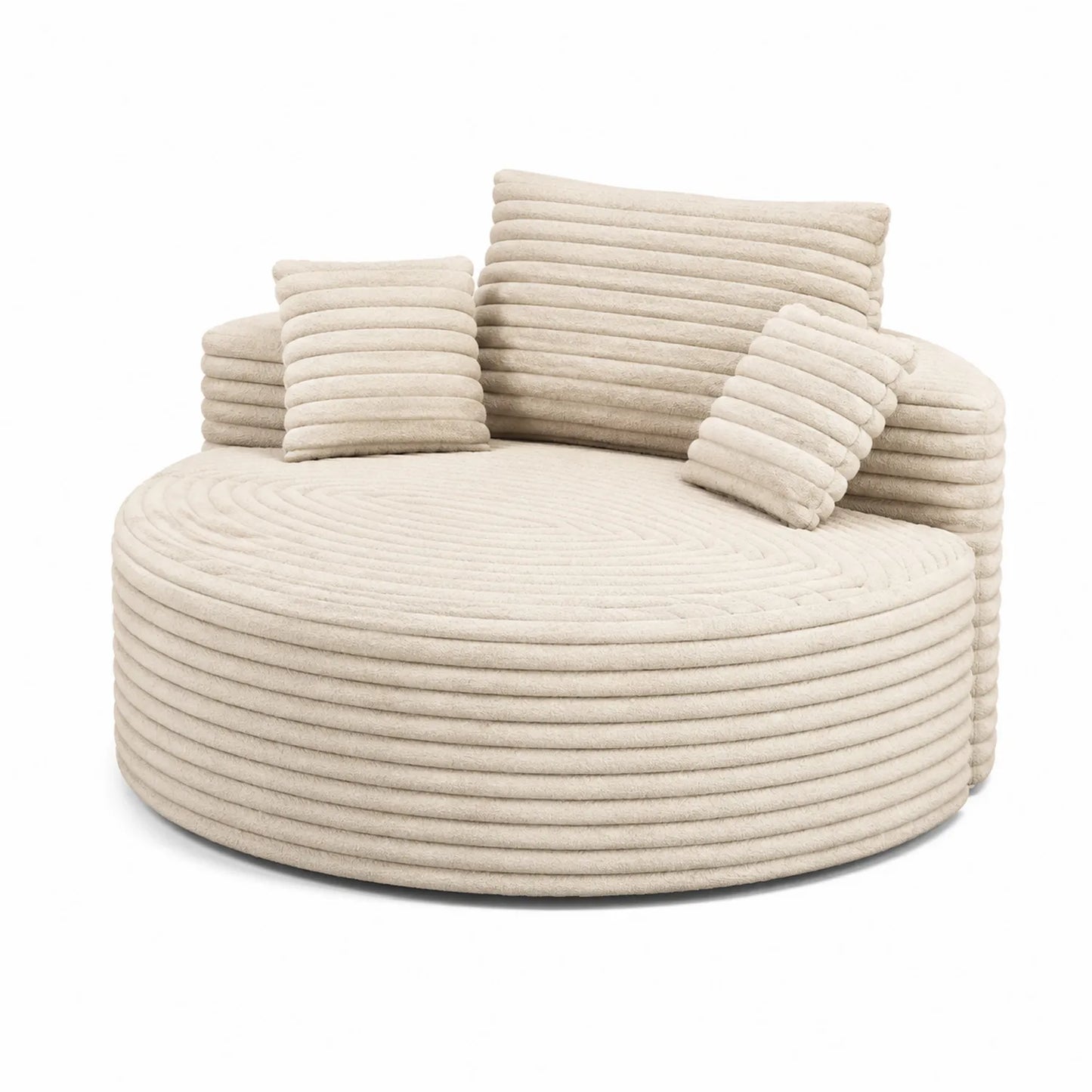 Rundes Sofa aus Polyester, Beige, Durchmesser 150 cm