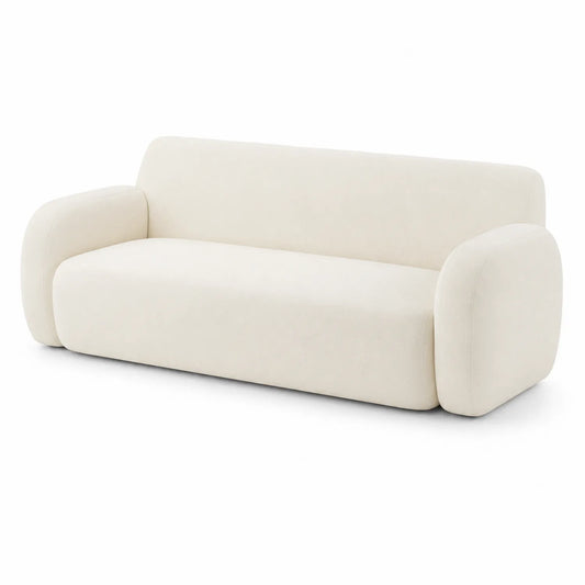 3-Sitzer Sofa Beige Polyester-Bouclé