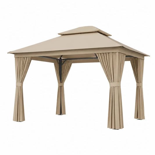 Pavillon rechteckig 300x400 cm Stahl Polyester Beige