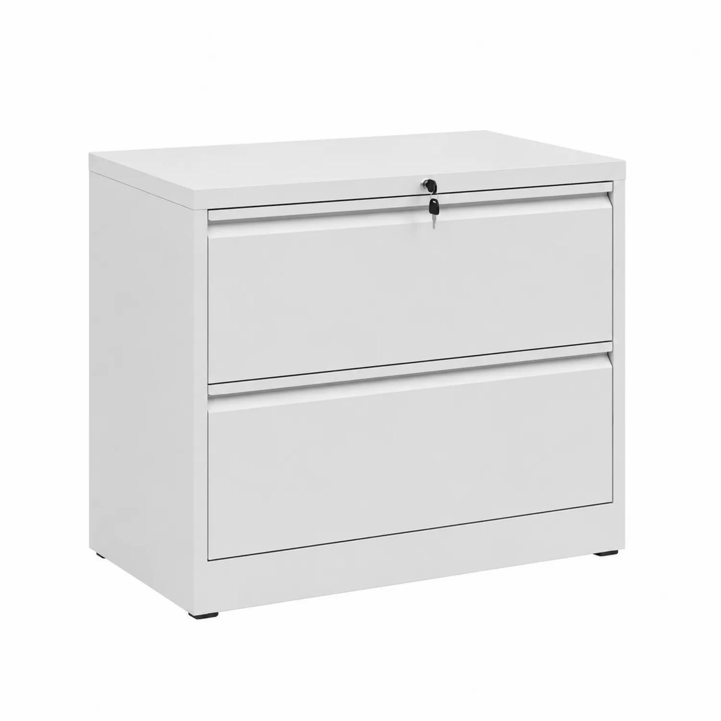 Stahl-Aktenschrank mit 2 Schubladen Weiß