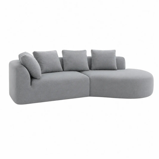 Ecksofa Polyestergewebe Grau L-Form