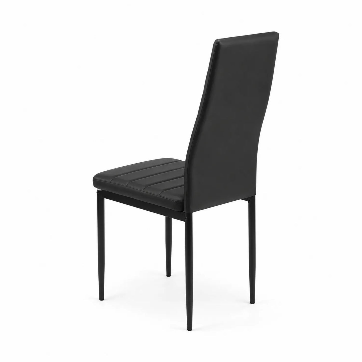Esszimmerstuhl mit hoher Rückenlehne, PU-Leder, Stahl, Schwarz