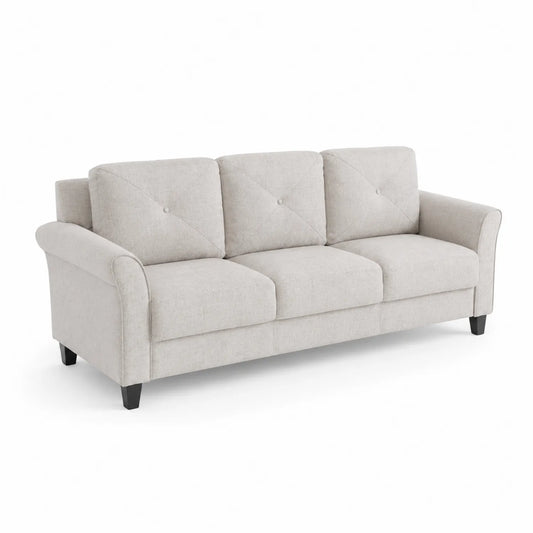 3-Sitzer Sofa Rechteckig Stoff Beige 200cm