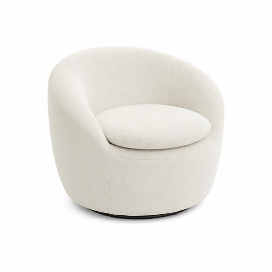 Runder Sessel aus Stoff Beige 80x80x70cm