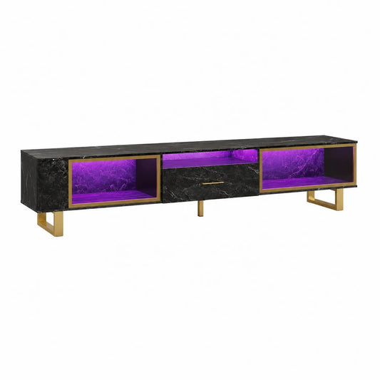 TV-Möbel in schwarzer Marmoroptik mit LED 180 x 40 x 45 cm