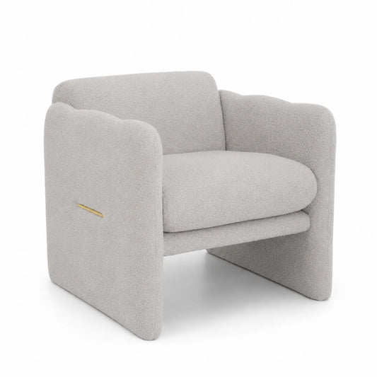 Clubsessel Bouclé Stoff Hellgrau 75x80x70cm