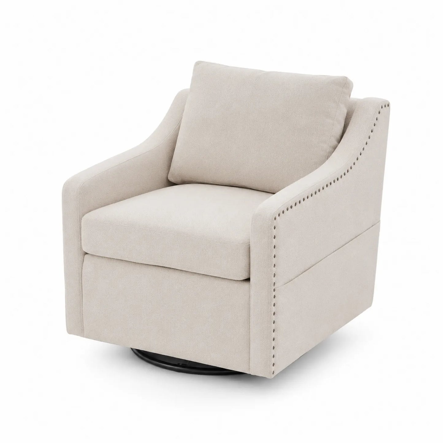 Beiger Drehbarer Sessel mit Polyesterbezug