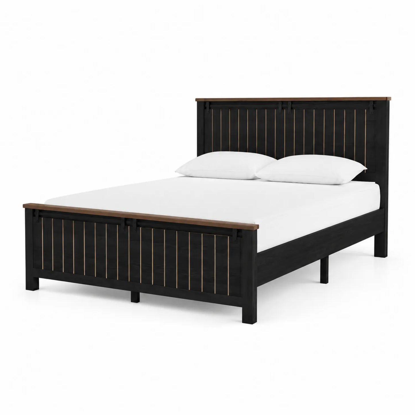 Holzbett mit rechteckigem Rahmen 200x180 cm Kiefer Schwarz/Braun
