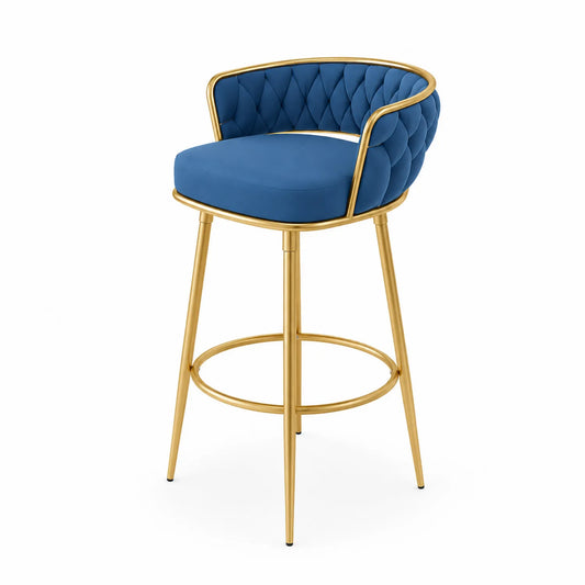 Barhocker aus Metall und Samt Blau 100 cm