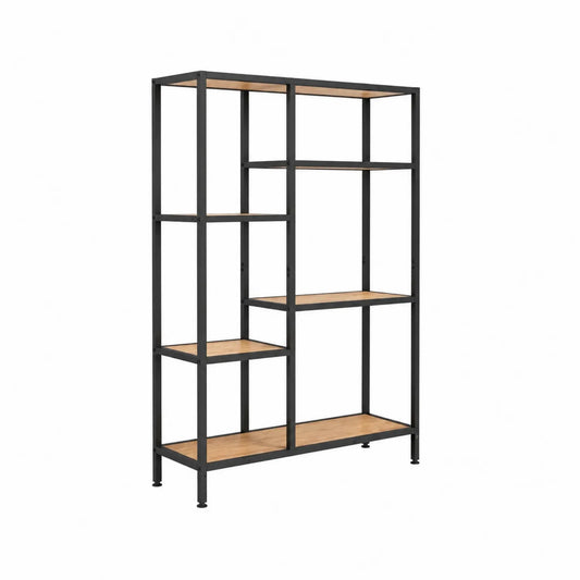Regal Metallrahmen Sperrholzfächer 180x120x40 cm Schwarz Natur