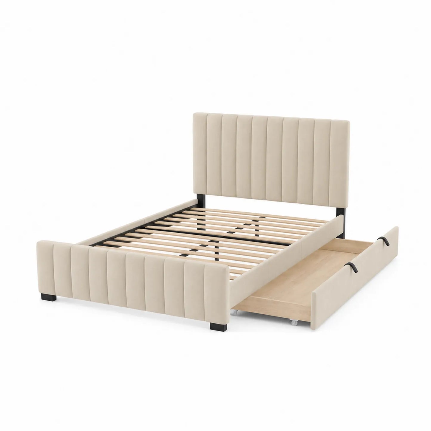 Polsterbett Beige 200x160 cm mit Stauraum