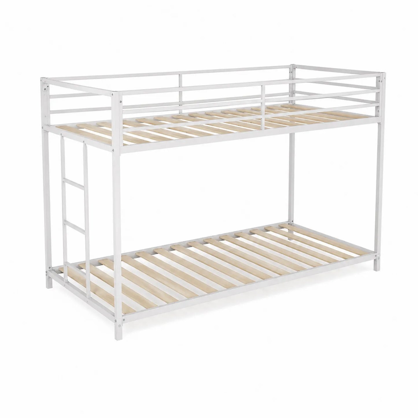 Metall Etagenbett 200x90 cm Kiefernholzlatten Weiß