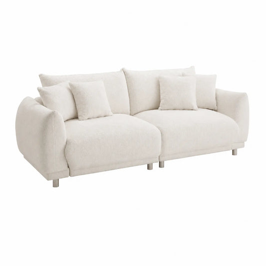 3-Sitzer Sofa Bouclé Weiß Stoff