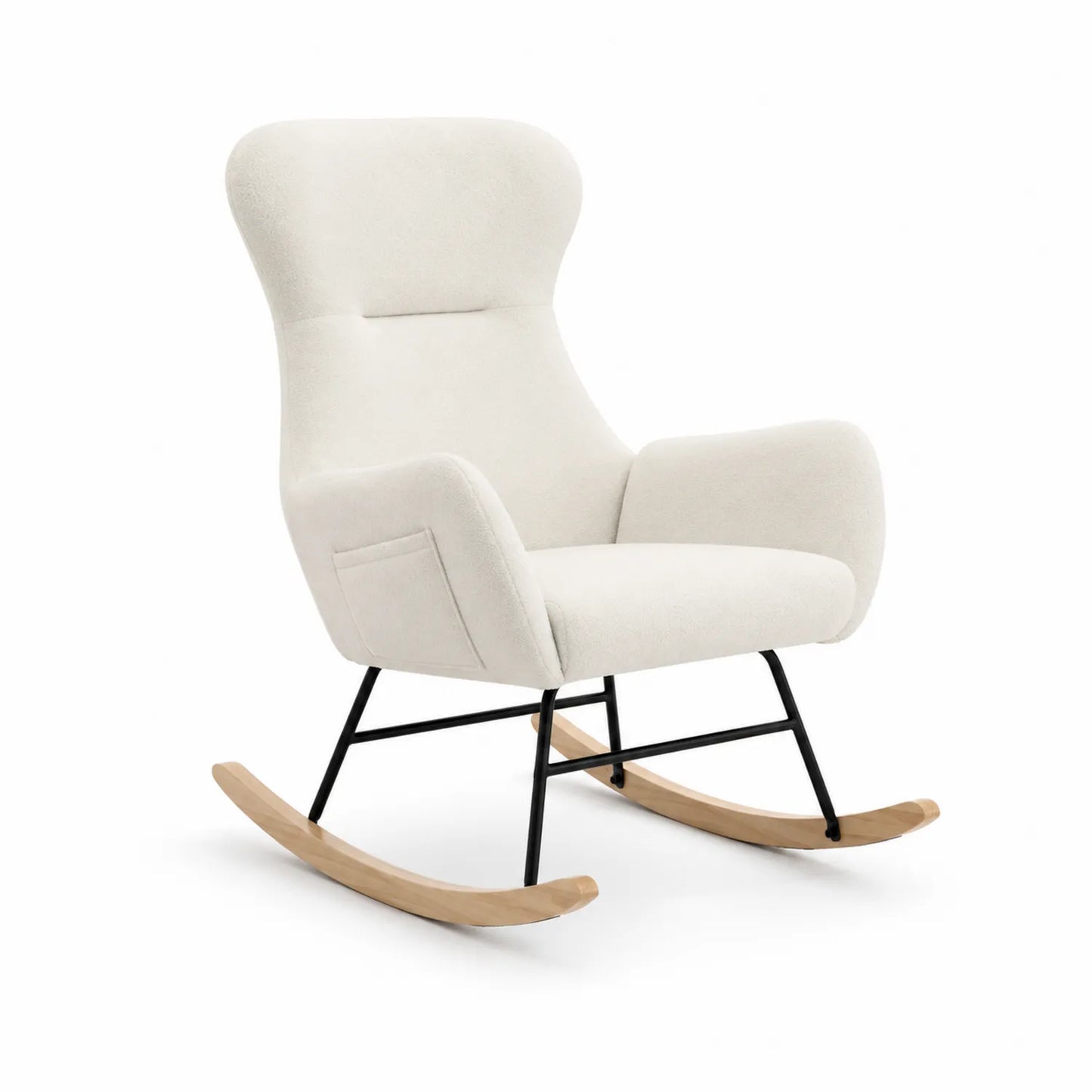 Schaukelstuhl Stoff Beige mit Stahlrahmen
