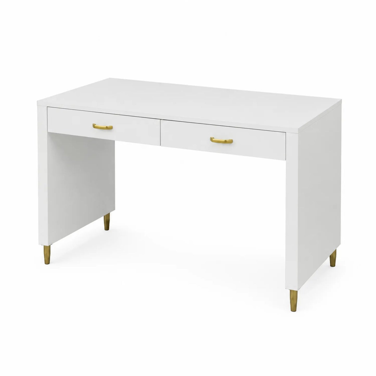 Rechteckiger Schreibtisch mit Schubladen Weiß MDF Gold 120x60x75 cm