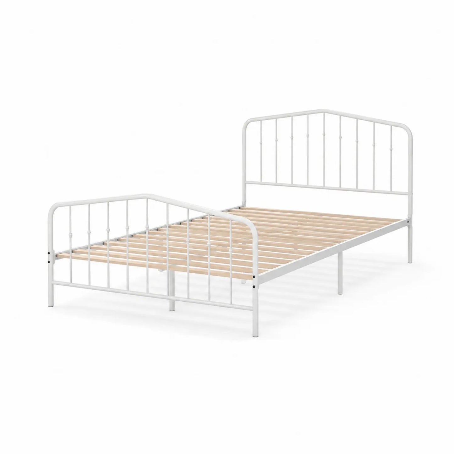 Metallbett 200x100 cm Weiß mit Schichtholzlattenrost